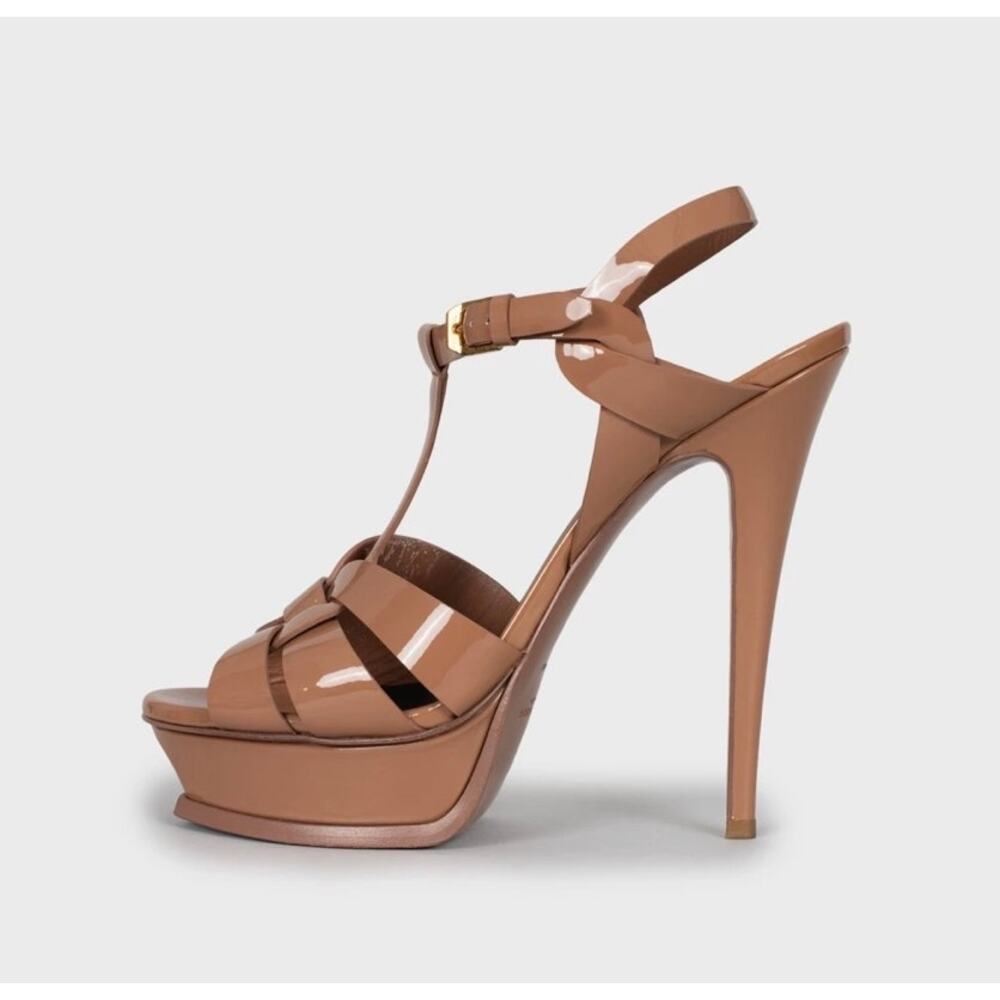 Saint Laurent Tribute Brown Leather Sandals Size 40